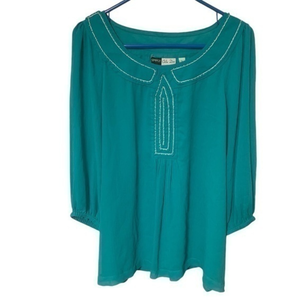 Chloe Dao Blue Embellished Blouse Size Large